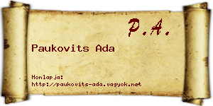 Paukovits Ada névjegykártya